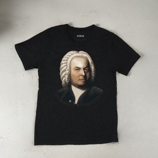 Made with a comfy 90% cotton, 10% polyester blend, this vintage-style black heather tee is perfect for everyday wear. Expertly printed ColorHalftone design featuring Johann Sebastian Bach. Available in XS-3XL for a perfect fit.