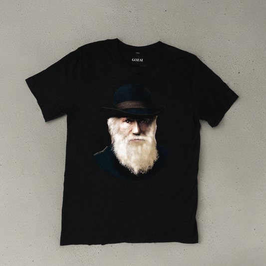 Made with a comfy 90% cotton, 10% polyester blend, this vintage-style black heather tee is perfect for everyday wear. Expertly printed ColorHalftone design featuring Charles Robert Darwin. Available in XS-3XL for a perfect fit.