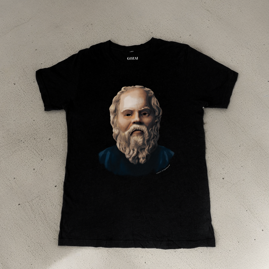 Made with a comfy 90% cotton, 10% polyester blend, this vintage-style black heather tee is perfect for everyday wear. Expertly printed ColorHalftone design featuring Socrates. Available in XS-3XL for a perfect fit.