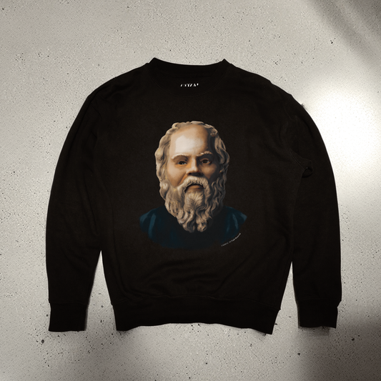 Made with soft 100% cotton, this black sweatshirt is perfect for everyday comfort. Expertly printed ColorHalftone design featuring Socrates. Available in a wide range of sizes from S to 3XL, you're sure to find the perfect fit.