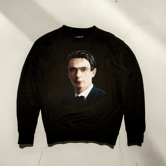 Made with soft 100% cotton, this black sweatshirt is perfect for everyday comfort. Expertly printed ColorHalftone design featuring Rudolf Steiner. Available in a wide range of sizes from S to 3XL, you're sure to find the perfect fit.