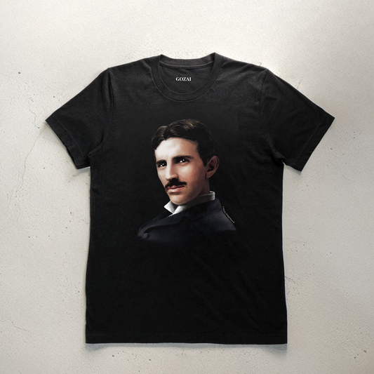 Made with a comfy 90% cotton, 10% polyester blend, this vintage-style black heather tee is perfect for everyday wear. Expertly printed ColorHalftone design featuring Nikola Tesla. Available in XS-3XL for a perfect fit.