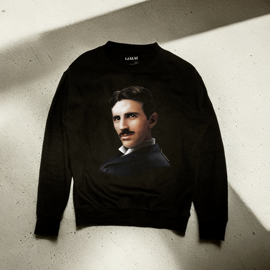 Made with soft 100% cotton, this black sweatshirt is perfect for everyday comfort. Expertly printed ColorHalftone design featuring Nikola Tesla. Available in a wide range of sizes from S to 3XL, you're sure to find the perfect fit.