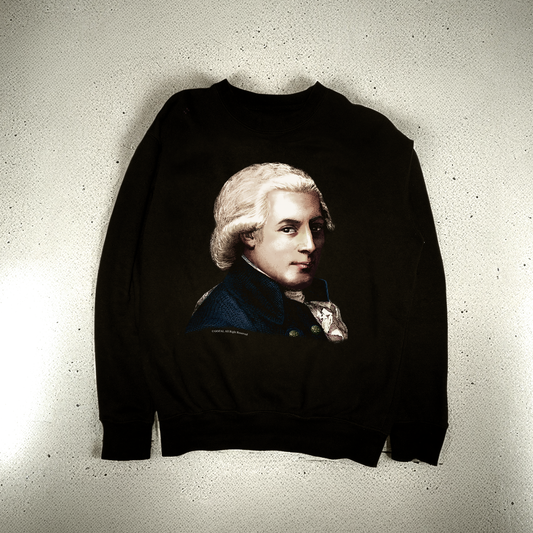 Made with soft 100% cotton, this black sweatshirt is perfect for everyday comfort. Expertly printed ColorHalftone design featuring Wolfgang Amadeus Mozart. Available in a wide range of sizes from S to 3XL, you're sure to find the perfect fit.