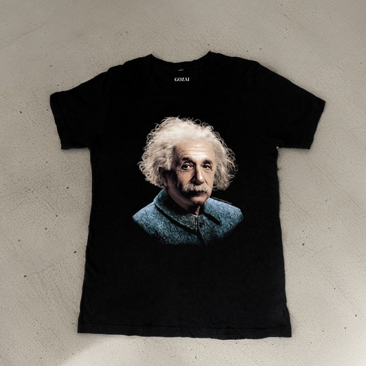 Made with a comfy 90% cotton, 10% polyester blend, this vintage-style black heather tee is perfect for everyday wear. Expertly printed ColorHalftone design featuring Albert Einstein. Available in XS-3XL for a perfect fit.